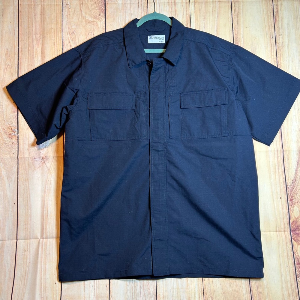 Triumvirate Wear‎ Tactical Shirt Mens XL Blue Ripstop Teflon Protocol Gorpcore